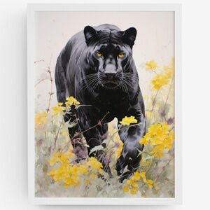 Watercolor Black Jaguar Wall Art Print Unframed - Majestic Jungle Elegance